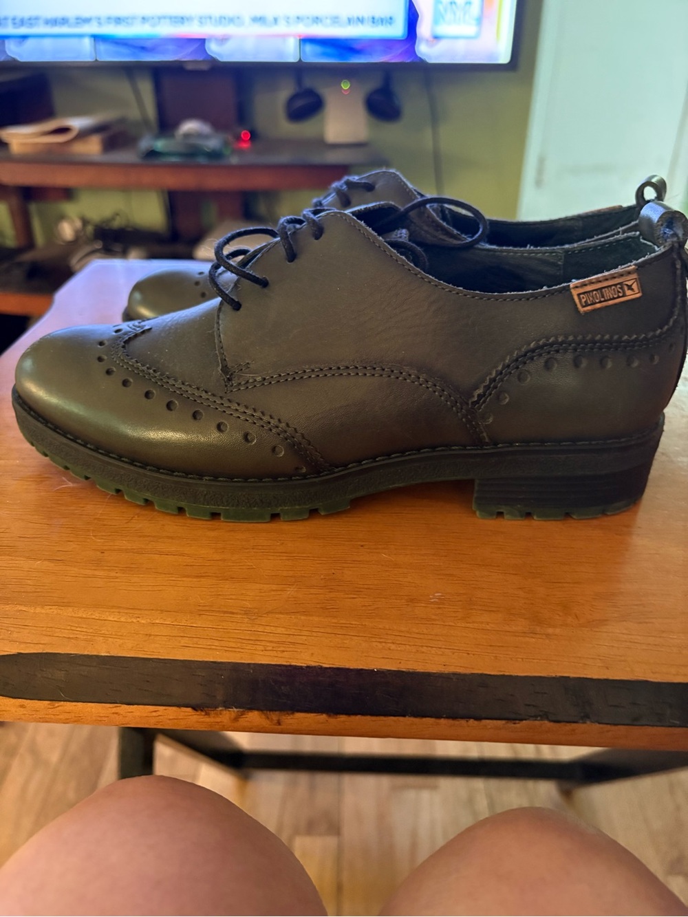 PIKOLINOS Olive Green women’s Brogue Derby Lace-Up. Size 38